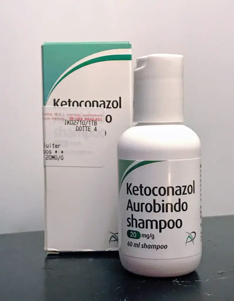 Ketoconazole shampoo that is used to treat hair loss.